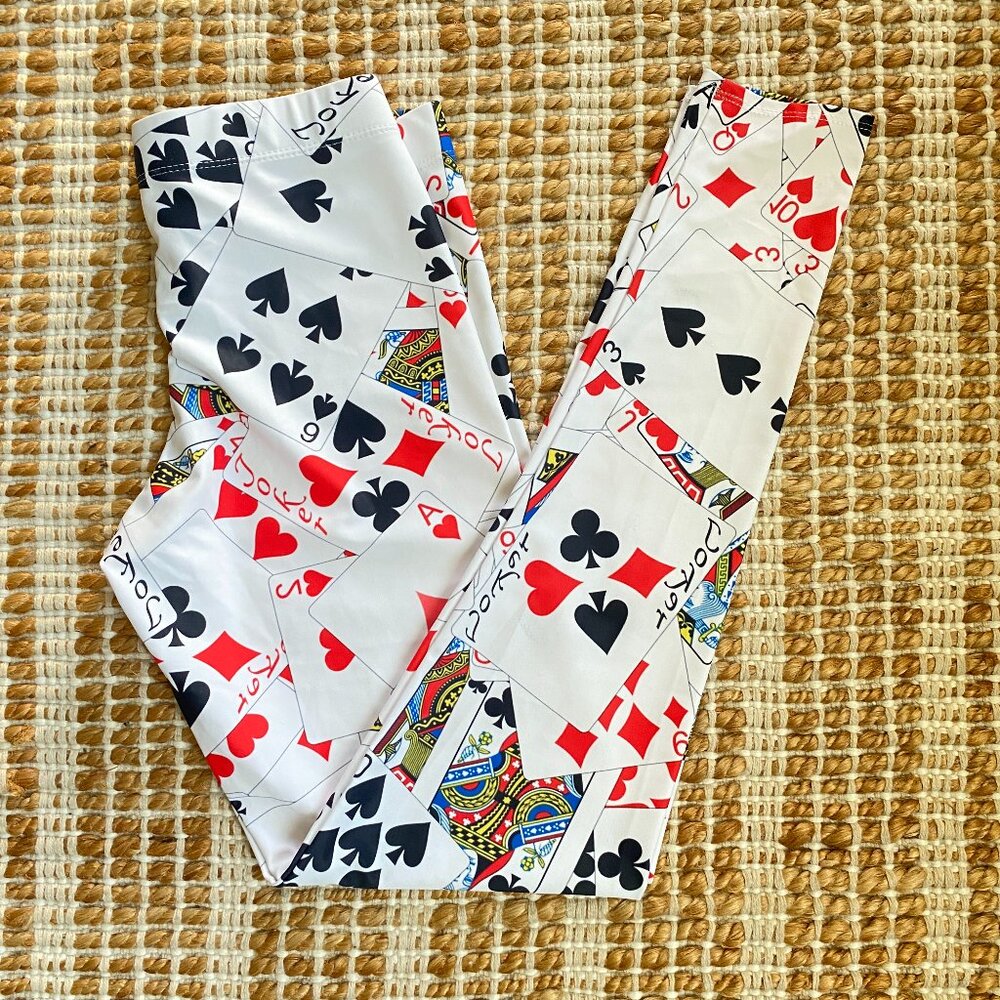 Casino Cards Poker Leggings – Fun, Brand New, Size Small